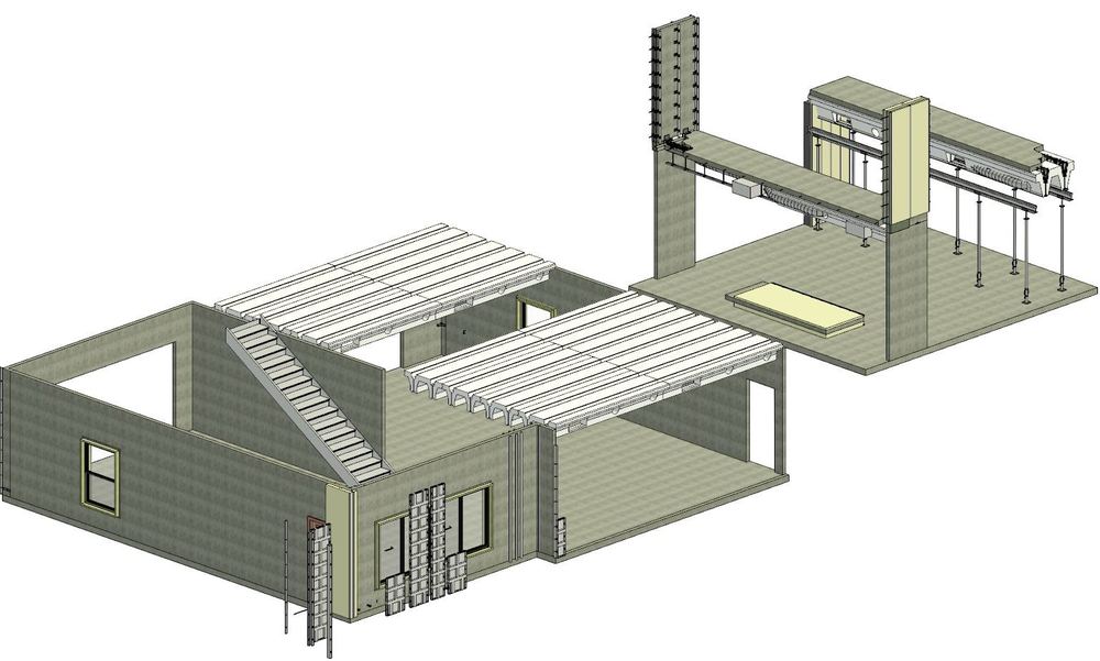 Render of walls, decks and roofs poured flat